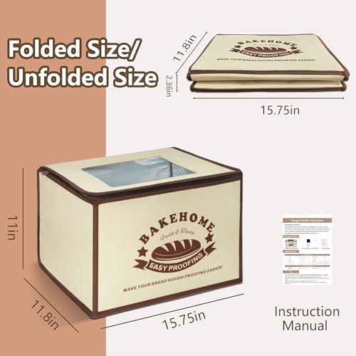 Bread Proofing Box for Bread Pizza, Foldable Zippered Sourdough Starter Warmer Heater w/Adjustable Temperature & Timer Controller, Sour Dough Box Homemade Making Tools Kit Baking Supplies Gifts by AGEGOMIC - Image 6