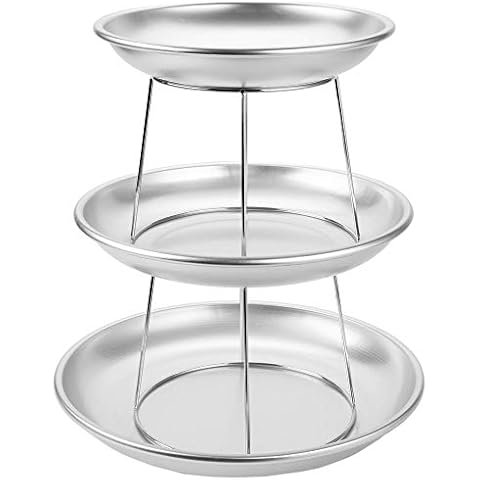 TableTop King 3-Tier Seafood Tower Set with Small Aluminum Trays and Stand Cover