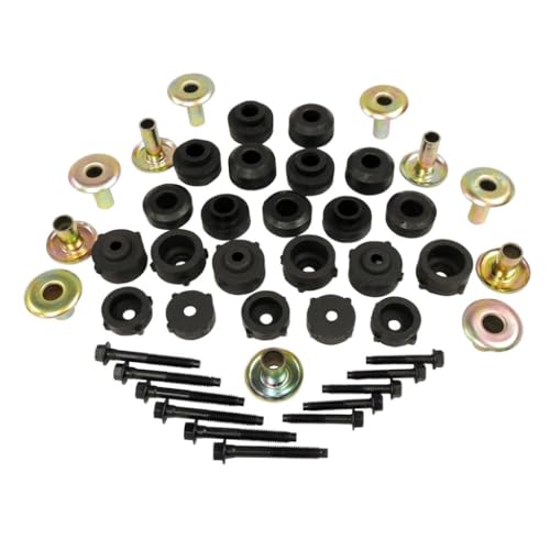 KarParts360 For Jeep Wrangler 1997-2006 Body Mount Master Kit Driver And Passenger Side | Front & Rear | Upper & Lower | True Jeep (TJ) | Unpainted | Metal/Rubber | With Grille Mount Bushings/Retainer