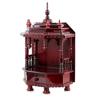 Nagina International Premium Hand Made Wooden Temple | Wooden Indian Mandir | Sheesham Wooden Madir (Dark Varnish)