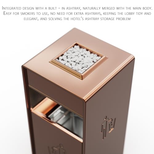 CrazyAnt Commercial Trash Can - 42L Heavy Duty Stainless Steel Garbage Bin with Ashtray & Liner, Fingerprint-Resistant Indoor Outdoor Waste Container for Restaurant,Hotel,Shopping mall,13"x13"x30" - Image 2