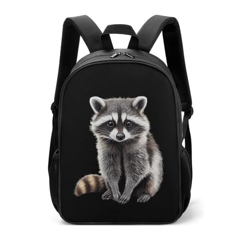Cute Raccoon Travel Backpack Casual Daypack Shoulder Bag with Adjustable Shoulder Straps for Hiking
