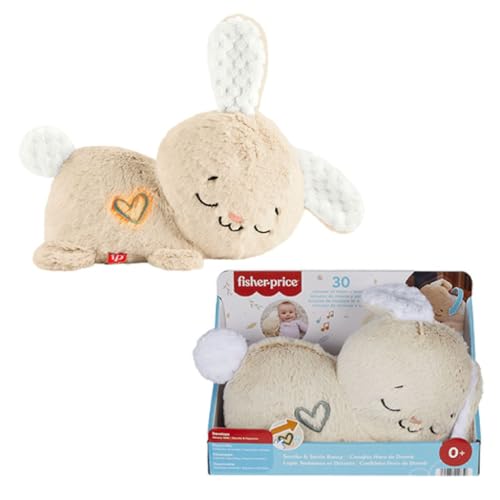 Image of Fisher-Price Baby Sound Machine Soothe & Settle Bunny Portable Plush Toy with Music, Lights & Motion for Newborns