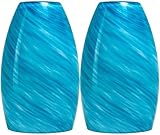 GO&SO 2 Pack Blue Pendant Light Shade Replacement,Hand-Blown Fluid Flow Texture, 7.8'H Oval Fixture,1.57' Fitter, E26 Base, for Hanging Light Fixtures & Mini Chandelier & Pendant Lights Kitchen Island