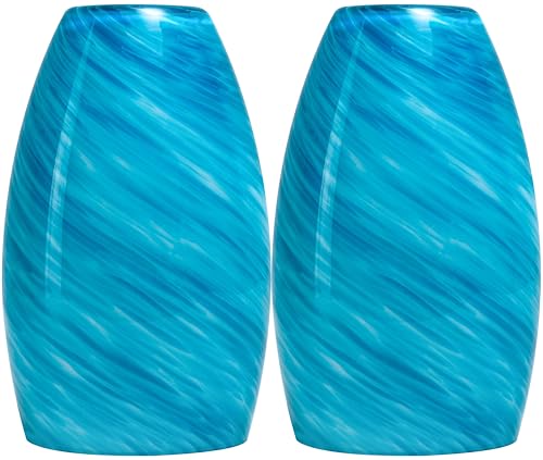 GO&SO 2 Pack Blue Pendant Light Shade Replacement,Hand-Blown Fluid Flow Texture, 7.8