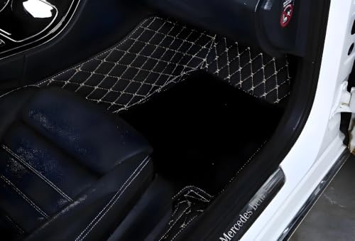 Image of 7D Car Foot Mat for MPV7 | Black Beige | Premium Leatherette | Imparts Luxurious & Elegant Look | 100% Waterproof and Dust Proof | Custom Fitted Car Floor Tray Mat