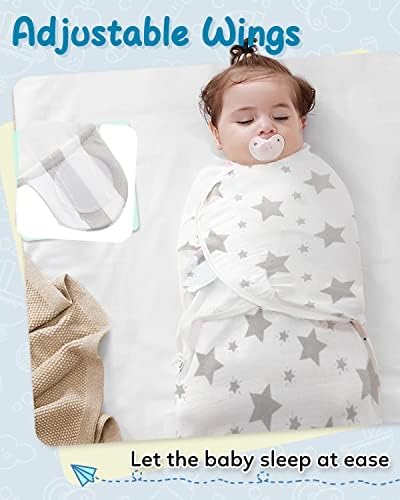MOXTOYU Baby Swaddle Blanket 0-3 M, 100% Cotton Breathable Baby Swaddle Wrap Newborn, Adjustable Newborn Baby Swaddle Blanket, Gift for Christmas Birthday to Newborn Baby Girl or Baby Boy (3 PACK)