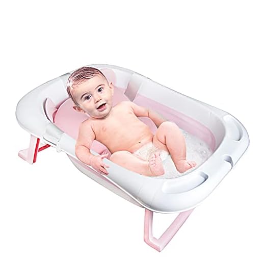 Sinbide Bañera Infantil con Cojín Suave y Temperatura Inteligente Portátil Plegable Bañera para Bebé Recién Nacido Soporte del Asiento Seguro Lavabo Hamaca Bañera de Niños Evolutativa Ducha (Rosa)