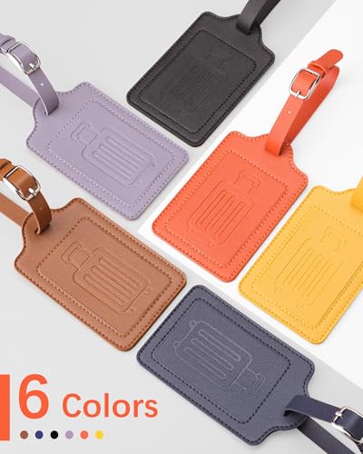 Teskyer Luggage Tags for Suitcases, TSA Approved with Privacy Protection Cover, Premium Faux Leather Bag Tags for Travel - 2 Pack, Black2