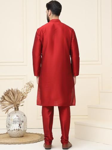 Image of SOJANYA Men's Dupion Silk Solid (Since 1958 Kurta Set & Churidaar Pyjama