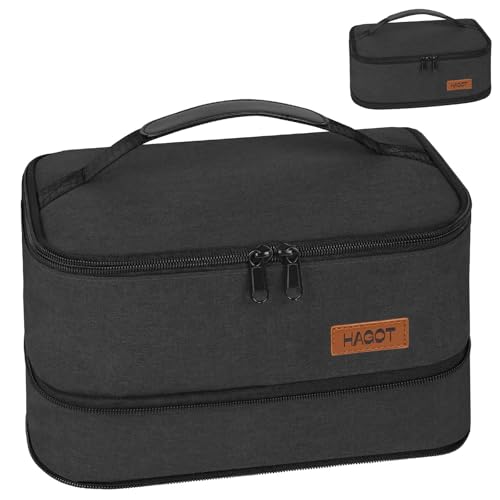 HAGOT Sac Isotherme Repas, 5,5L/7,5L Extensible Lunch Bag pour Homme Femme Enfant, Lunch Bag avec Poignée Pique-Nique Travail École (Noir)