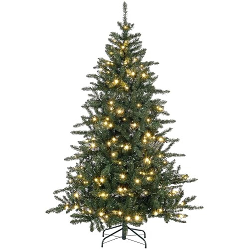 HOMCOM Árbol de Navidad 180 cm Árbol de Navidad Artificial con 310 Luces LED 872 Ramas y Soporte de Metal Árbol Navideño para Salón Interior Verde