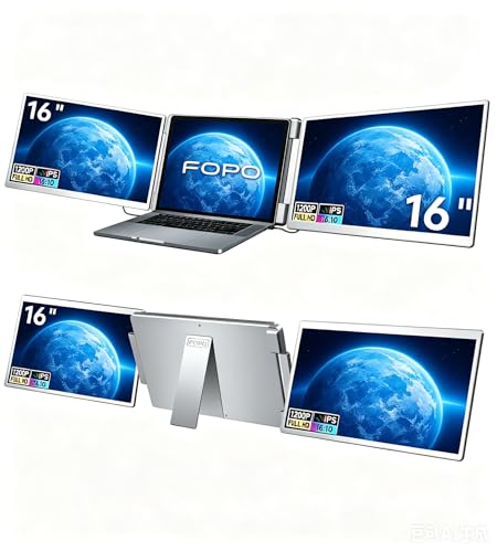 Image of Laptop Screen Extender 16 inch-1200P 16:10 FHD Triple Monitor for 12-18.5 inch | Portable Monitor for Laptop with HDMI and USB-C Connectivity for MacBooks(NOT M1 /M2 /M3) /Wins, Chrome, Surface