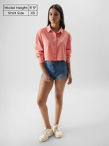 Image of The Souled Store Original Solids: Peach Women Oversized Shirts