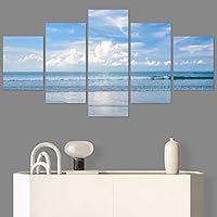 SIGNWIN 5 Panel Canvas Wall Art Modern Art Beach Coastal Expressive Global Multicolor Photography for Home Decorations Ready to Hang - 60