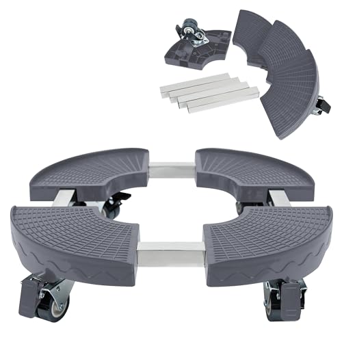 PEILU Pflanzenroller Outdoor Ø39-52cm Pflanzen Untersetzer mit 360° Drehbare Rollen Blumen Rollbrett bis 300KG Gefäßroller für Sonnenschirmständer, Mülleimer, Regentonne, Pflanzentopf (Grau)