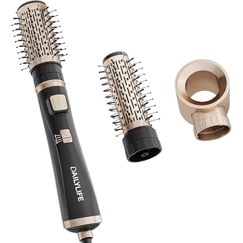 DAILYLIFE 3-in-1 Blow Dryer Brush, Ionic Rotating Hot Air Spin Brush Set with Volumizing Oval and Round Brushes, 3 Temperature Settings for Smooth, Frizz-Free Styling Cover