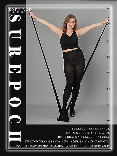 SUREPOCH Plus Size Tights for Women, Ultra Large Up To 6x, 20 Colors Semi Opaque Control Top, Soft High Waist Pantyhose4