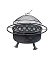 Bettermade 2 in 1 Fire Pit for Outside, 30in Wood Burning Outdoor Firepits with Spark Screen for Camping, Bonfire, Garden, Picnic, Includes Poker & Cooking Grate for Backyard Patio BBQ