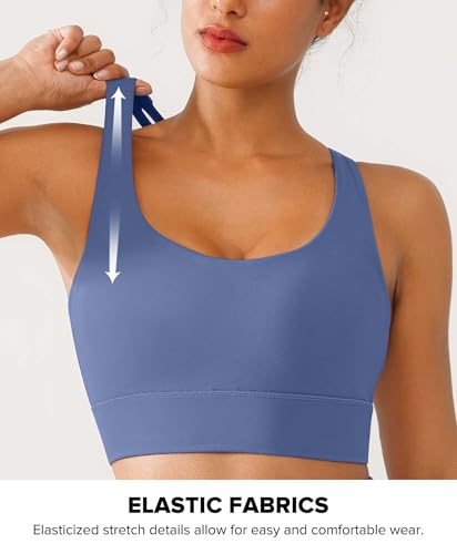 Image of BRXL High Support Padded Sports Bra for Women Buttery Soft Criss Cross Back Strappy Workout Athletic Running Gym Bra Dark Blue
