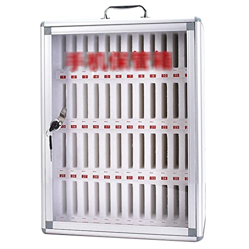 Phone Storage Cabinet Student Mobile Phone Management Box Transparent Mobile Phone Storage Box Mobile Phone Cabinet with Lock Can Hold 12~60 Mobile Phones (Color : Silver, Size : 36 bits)