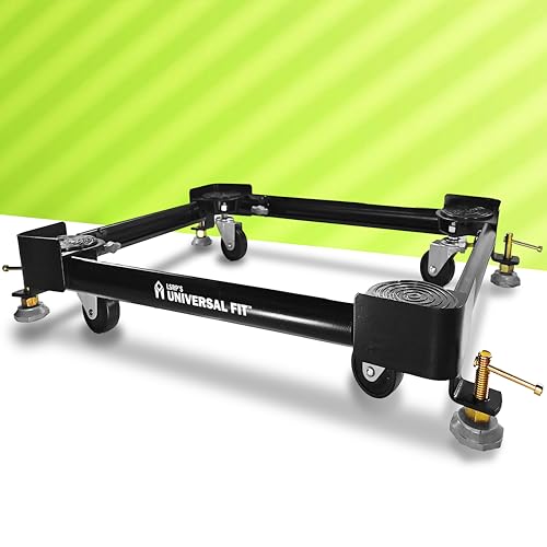 Image of Bheema series Anti Vibration 100% Metal Adjustable Heavy Duty 8kg 6kg 7kg 6.5kg Front Load Washing Machine Trolley Stand with Wheel, (All Brands Compatible) Front & top Load Machine Stand, Black Color