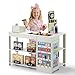 SainSmart Jr. Grocery Store Pretend Play, Wooden Play Store with Cash Register, Chalkboard, Cooler, Play Food Accessories, for Toddlers Aged 3+, Light Sage Green