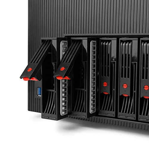 Image of K7 8 Bay NAS Case, Computer Enclosures Compatible Micro-ATX Mini-ITX Motherboard, 3 x Fans, 8 x 2.5 /3.5 inch Tray, Network Attached Storage Server for Home(Diskless)