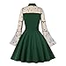 Women Keyhole Front Contrast Mesh Flare Bell Sleeve Gothic Dress 1950s Vintage Cocktail Dress Plus Size Panel Embroidery Floral Dress Cosplay Halloween Costume Casual Wedding Party Dress Deep Green M