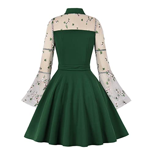 Image of Women's Vintage Polka Dot 1950s Audrey Retro Rockabilly Prom Dress 50's 60's A-Line Cocktail Party Swing Dress