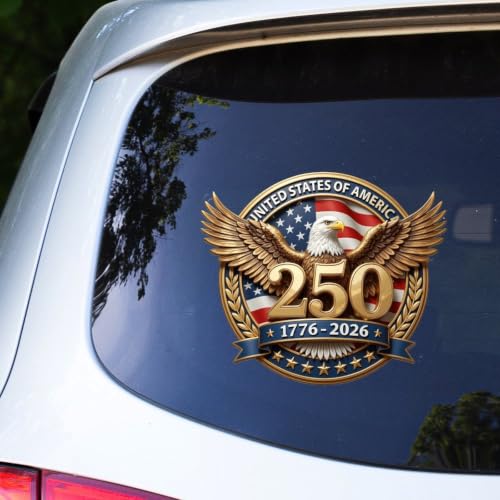 Image of 2pcs 250 Anniversary USA Decal Stickers 250th America Stickers Patriotic | 4th of July Sticker for Car, Truck, Window, Laptop, 1776-2026 250th Anniversary of The Independence of USA 10 inch