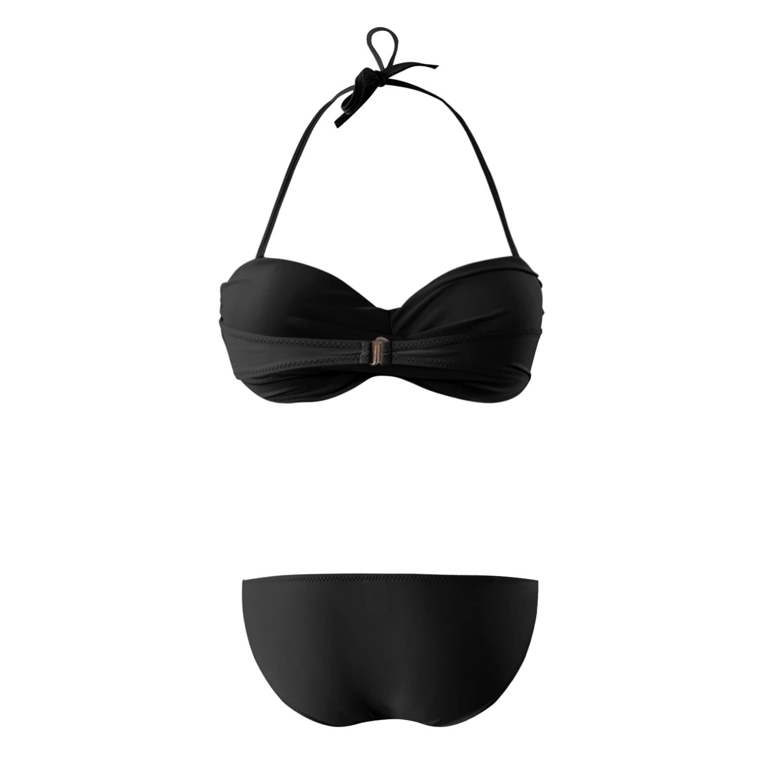 Conjunto de Bikini Push-Up de 2 Piezas para Mujer, Traje de Baño con Cintura Alta, Rayas Sin Tirantes