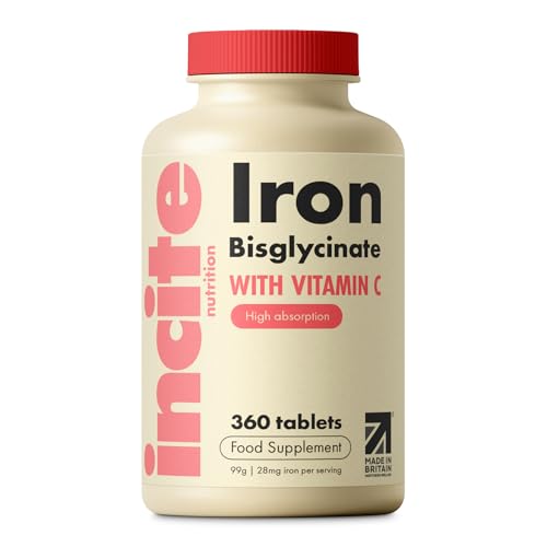 Gentle Iron Tablets - Iron Bisglycinate 28 mg, 6 Month’s Supply - 360 High Strength Tablets - Supplement Suitable for Vegans - Best Immune System Booster for Women & Men - Made in UK