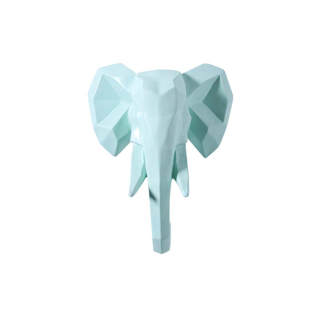 Statue murale haut de gamme tête d'éléphant bleue pour un intérieur chic