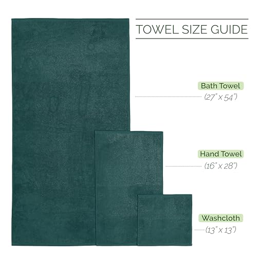 Image of Elegant Comfort 4 Lines Viscose Stripe 6-Piece Premium Towel Set - 100% Turkish Cotton High Absorbent Luxury Bathroom Towels - Includes 2 Washcloths, 2 Hand Towels and 2 Bath Towels Set, Hunter Green