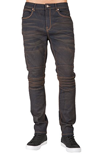 Level 7 Men's Premium Jeans Overdyed Black Slim Taper Leg Mended Broken Holes