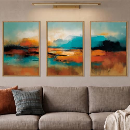 Aryroi Large Abstract Burnt Orange Framed Canvas Wall Art Set- 16"x24"x3