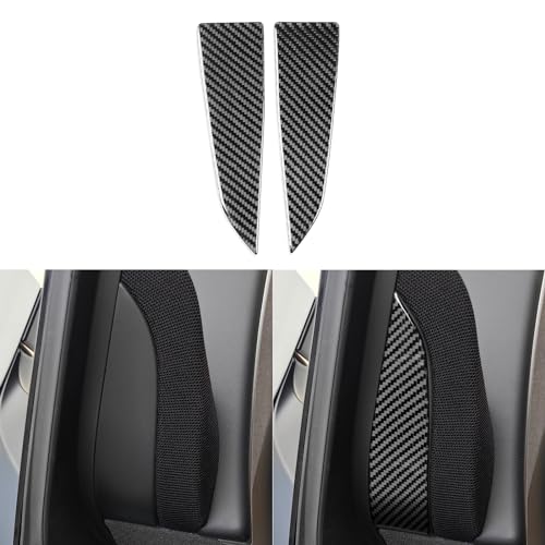 Generic Car Inner Both Side A-Pillar Speakers Decoration Trim Compatible with Tesla Model 3 2023-2024 Real Sporty Style Carbon Fiber Sticker Auto Interior Accessories Decal Black, TAM32324