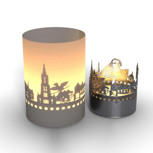 [ Magico gioco di ombre: Ulm brilla a lume di candela]: illumina Ulm a lume di candela e proietta la magica silhouette dello skyline nella tua stanza. Un regalo creativo per tutti gli appassionati di Ulm e un bel ricordo per le occasioni speciali.