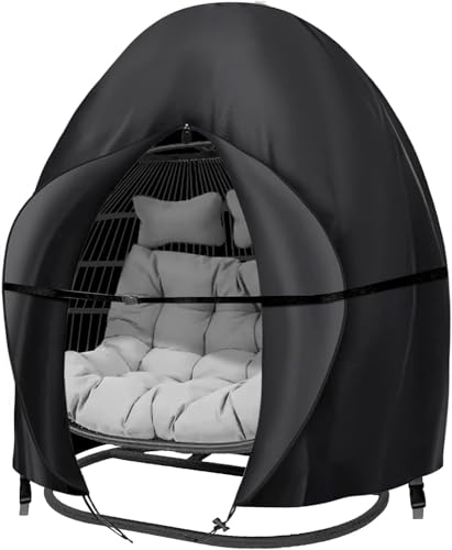 widesmile Double Egg Chair Cover 420D Oxford Fabric Outdoor Hanging Double Egg Chair Covers Waterproof Anti-dust Garden Wicker Cocoon Swing Chair Cover With Zipper and Drawstring 230 X 200cm