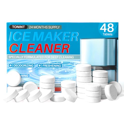 TONINT 48 Pack Ice Machine Cleaner Descaler Tablets-Ice Maker Cleaner Compatible with Frigidaire,Opal,GE Profile, Kitchenaid,Nickel Safe Scale Remover for Countertop,Nugget Ice Makers