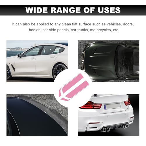 Image of Car Hood Decal Sticker, Automotive Side Body Stripe Graphics Racing Bumper Sticker, Universal Vehicle Skirt Roof Bonnet Vinyl Decal Exterior Decoration, Car Accessories (Pink)