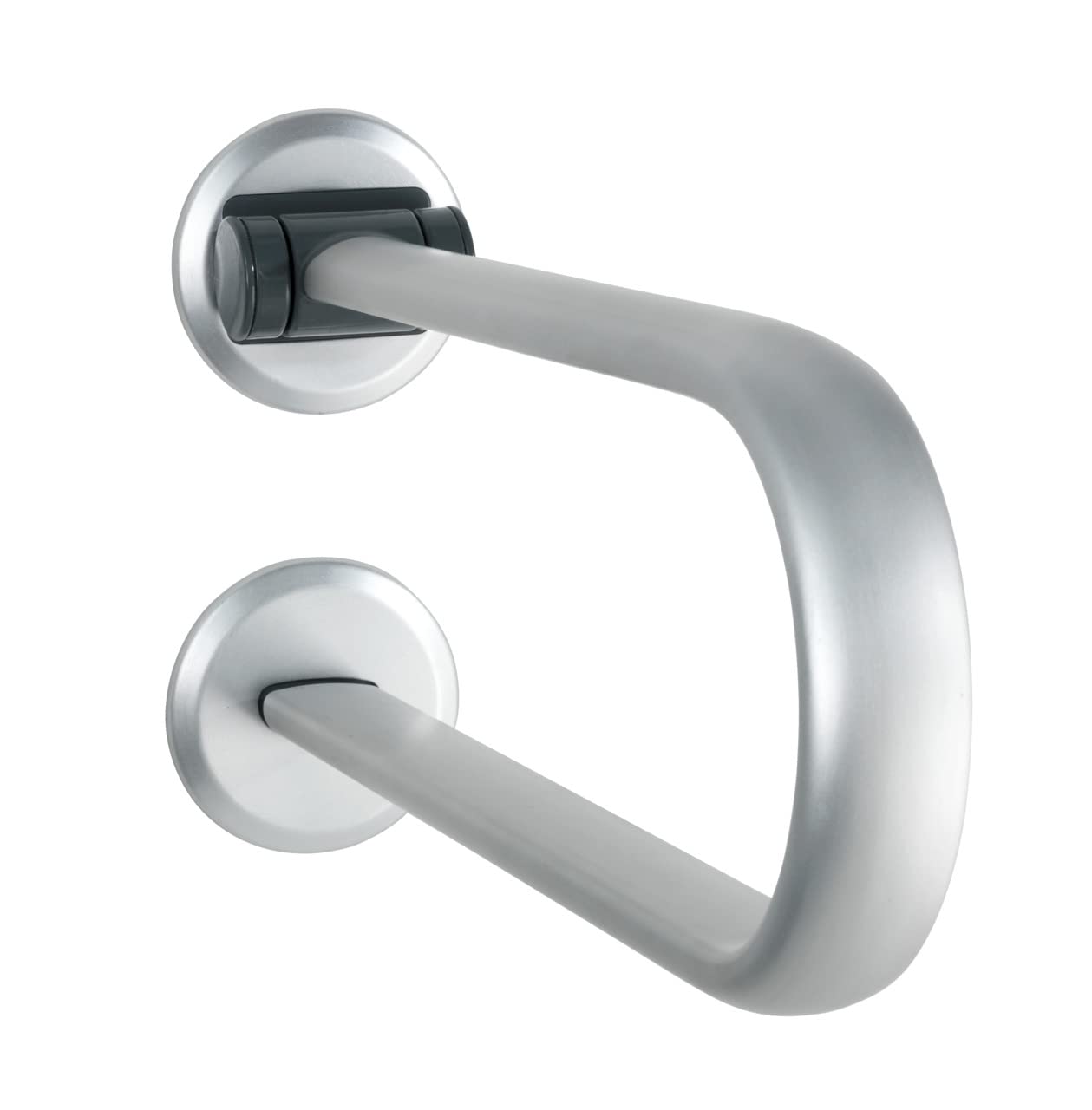 WENKO Appoggio ribaltabile per WC Secura Premium - Maniglione di sicurezza pieghevole per la zona del lavabo e del WC, portata fino a 120 kg, Alluminio, 53 x 11 x 27 cm, Argento opaco
