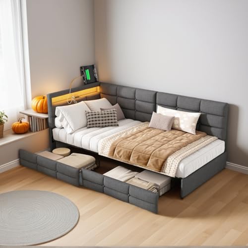 Cama tapizada para cama individual de 90