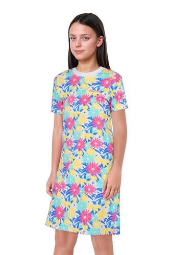 Image of Allen Solly Girls' Knee‑Length Dress | Soft Cotton‑Blend | Floral Print | Half Sleeves | Comfortable Everyday Wear for Kids