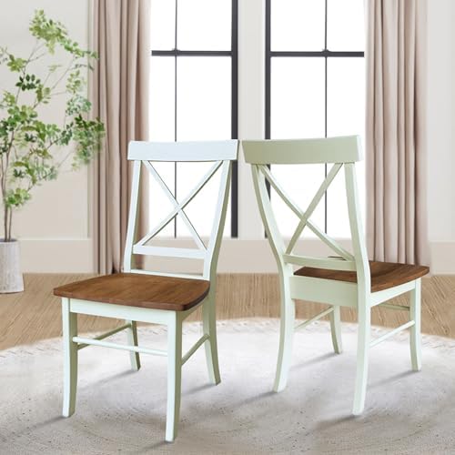 International Concepts Set of Two X-Back Dining Chairs Hickory and Shell - Thumbnail 2