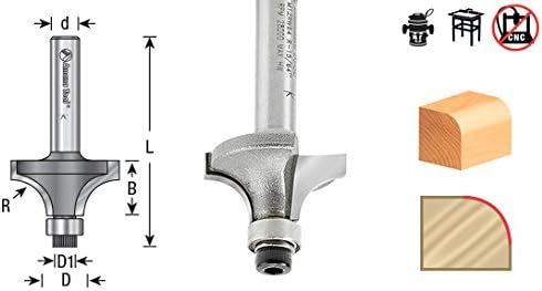 Amana Tool - M12RW64 Carbide Tipped Miniature Corner Round 1/4 Radius x 13/16 Dia x 3/8 x