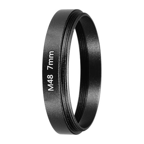 PATIKIL 7mm Telescope Extension Tube, M48 x 0.75mm on Both Sides Aluminum Alloy Lens Adapter Ring Extension Tube for Camera Eyepiece Telescope Accessory, Black