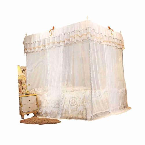 Dosel de cama de princesa Akozon con diseño de encaje de lujo y postes 7