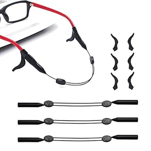 Brillenband Verstelbaar, 3 Brilband en 3 Oorhaak, Brillenkoord Sport, Brillenriem Voor Kinderen/Mannen/Volwassene…